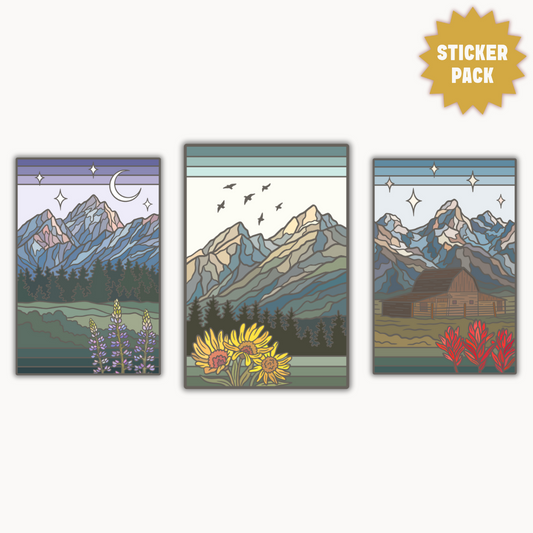 Grand Teton National Park Sticker Pack | 3 Stickers