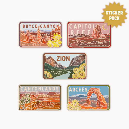 Utah National Park License Plate Sticker Pack | 5 Stickers