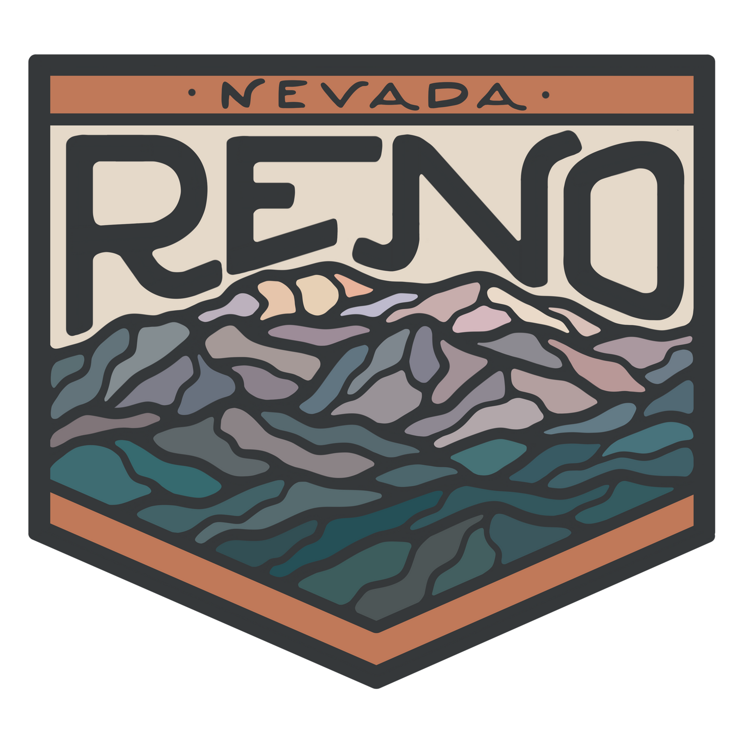 Reno Nevada Mountain Badge | Sticker